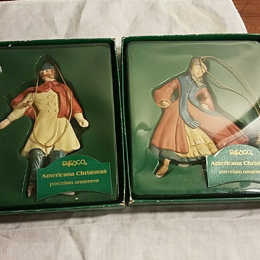 Vtg Enesco Americana Christmas Ornaments